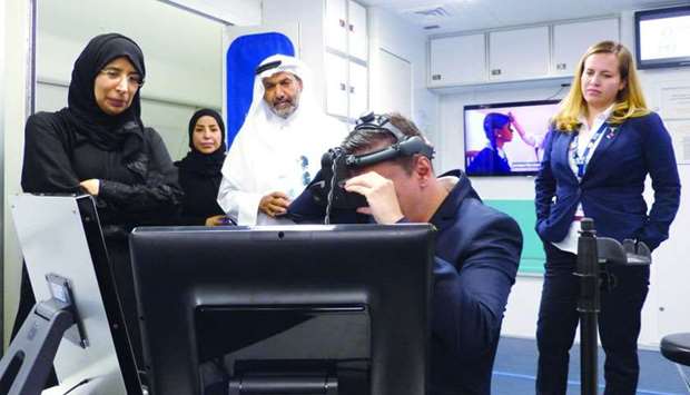 HE the Minister of Public Health Dr Hanan Mohamed al-Kuwari visiting the Flying Eye Hospital, operated by global eye health charity Orbis, in Doha
