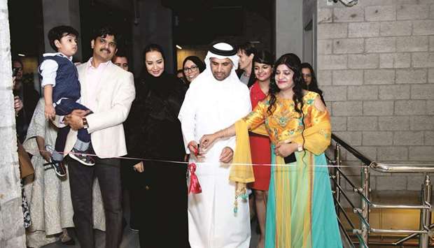 INAUGURATION: Qatari artist Amal al-Aathem, second left, Hamad Mohammed al-Marri, centre, and Rashmi Agarwal, head of MAPS International, inaugurating the festival.