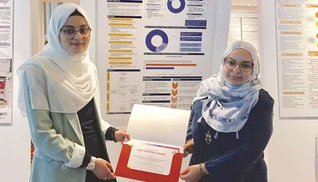 QU-CPH final-year pharmacy students Somaya Koraysh and Sarra Koummich won the best poster award for their project titled u2018Patient Safety in Pharmacy Undergraduate Education: A Comprehensive Systematic Reviewu2019.