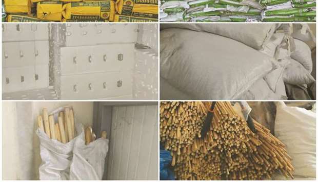Materials and supplies for planting and agriculture production stored at a place.