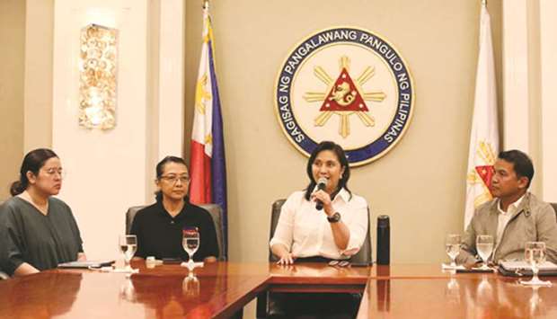 Vice President Maria Leonor u2018Leniu2019 Robredo meets with officers of the Community- Based Drug Rehab Alliance (Cobra) in Quezon City.
