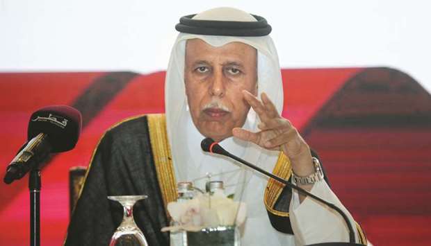 HE Ahmed bin Abdullah bin Zaid al-Mahmoud addresses the meeting. PICTURES: Shemeer Rasheed