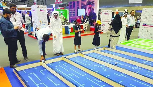 Young visitors try some of Edutech's interactive activities and games at Qitcom 2019. PICTURE: Joey Aguilar.