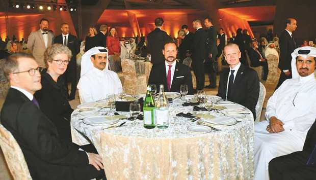 HE the Minister of State for Energy Affairs Saad bin Sherida al-Kaabi, Crown Prince Haakon of Norway and Torbj?rn R?e Isaksen, Minister of Trade and Industry, Norway at the gala dinner.