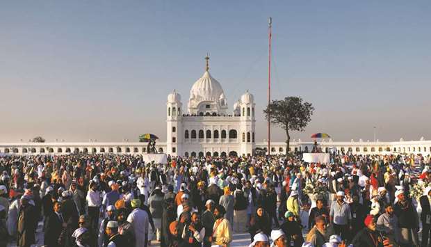 DIVIDENDS OF PEACE: Thousands of devotees from India at the Gurdwara Darbar Sahib in Kartarpur, Pakistan, after the opening of the corridor on Saturday. (Reuters)
