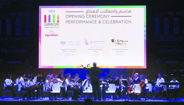 Musicians from Qatar Music Academy Youth Orchestra performing during the opening ceremony of Doha Learning Days at the Ceremonial Court of Education City. PICTURE: Shameer Rasheed