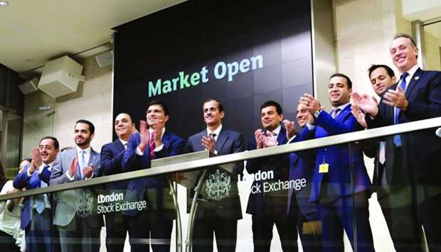The LSE listed QIIB's $300mn sukuk the bank successfully issued last week as Additional Tier l Perpetual capital instrument. The ceremony held at the LSE was attended among other dignitaries by QIIB chairman and managing director Sheikh Dr Khalid bin Thani Abdullah al-Thani, QIIB chief executive officer Dr Abdulbasit Ahmad al-Shaibei and UK ambassador Ajay Sharma.