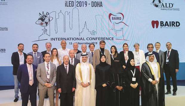Qatar Chamber (QC) Board of Directors member and President of Health Committee, Ibtihaj al-Ahmadani and other dignitaries at the event.