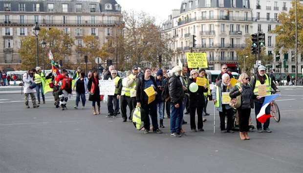 Demonstration marking the first anniversary of the ,yellow vests, movement in Paris