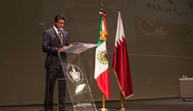 Al-Kuwari speaking at the governmental University of Puebla in Mexico.rnrn