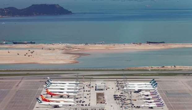 Cathay Pacific Airways planes are seen at the Hong Kong International Airport, China on September 6, 2019.
