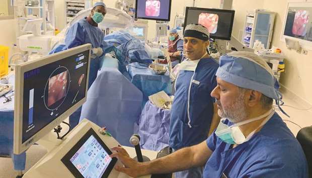 A team of surgeons has performed the first kidney stone treatment procedure using the Roboflex surgical robot at Hazm Mebaireek General Hospital.