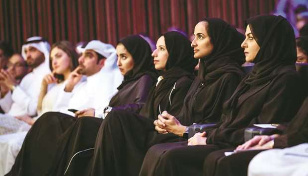 Qatar Foundation vice chairperson and CEO HE Sheikha Hind bint Hamad al-Thani and other dignitaries at the Leaps Summit.
