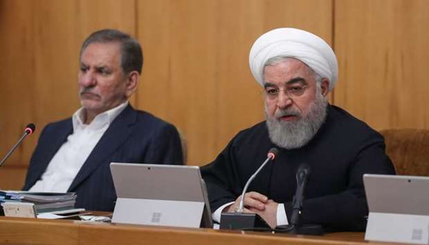 Iranian President Hassan Rouhani speaks during the cabinet meeting in Tehran. Official President website/Handout via REUTERS