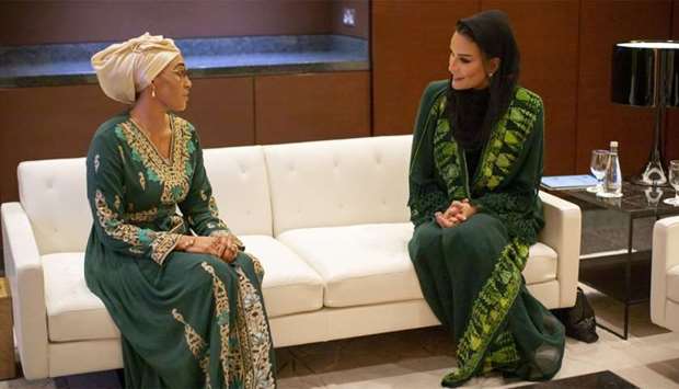 Her Highness Sheikha Moza bint Nasser, Chairperson of Qatar Foundation, and Chairperson of Education Above All, met with the First Lady of Gambia, HE Fatoumatta Bah-Barrow, on the sidelines of WISE 2019, where they discussed potential partnerships in healthcare and education.