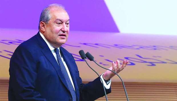 Armen Sarkissian, president of Armenia speaking at the WISE opening plenary session. PICTURE: Jayan Orma