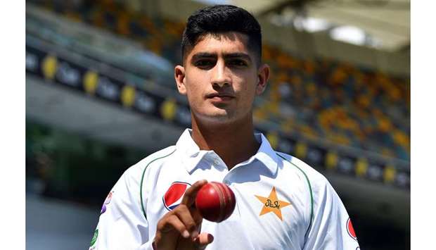 Pakistanu2019s 16-year-old seamer Naseem Shah tosses the ball during a training session at Gabba in Brisbane, Australia, yesterday. (AFP)