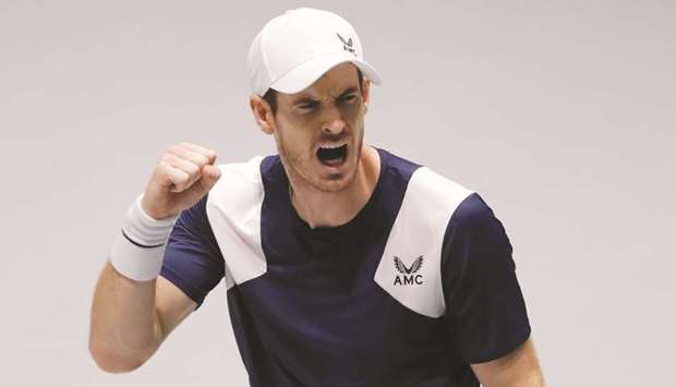 Britainu2019s Andy Murray reacts during his match against the Netherlandsu2019 Tallon Griekspoor yesterday. (Reuters)