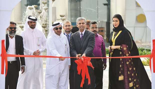Abdulaziz al-Hammadi and ambassador P Kumaran opening u201cQatar-India 2019u201d event at Kahramaa Awareness Park yesterday.