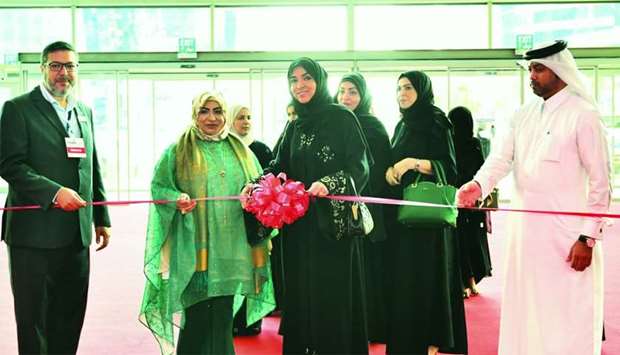 Ibtihaj al-Ahmadani and Basima Youssef al-Dheim led the ribbon-cutting ceremony of the International Perfumes and Cosmetics Exhibition at DECC. PICTURE: Noushad Thekkayil