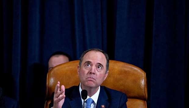 Representative Adam Schiff, a Democrat from California and chairman of the House Intelligence Committee, makes a closing statement during an impeachment inquiry hearing in Washington, D.C., on Thursday