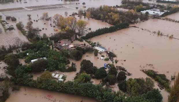 An aerial view of flooded areas following heavy rains in Le Luc, southeastern France. AFP/FRENCH CIVIL DEFENCE