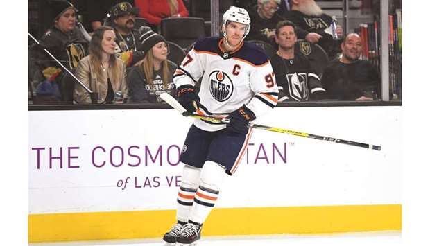 Edmonton Oilers centre Connor McDavid reacts after scoring a goal against the Vegas Golden Knights during the first period at T-Mobile Arena. PICTURE: USA TODAY Sports