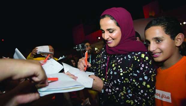 HE Sheikha Al Mayassa bint Hamad bin Khalifa al-Thani with Ajyal jurors.