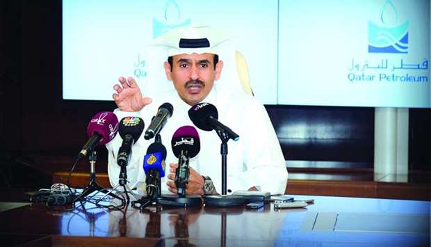 HE the Minister of State for Energy Affairs Saad Sherida al-Kaabi addressing a press conference at the QP headquarters. PICTURE: Thajuddin
