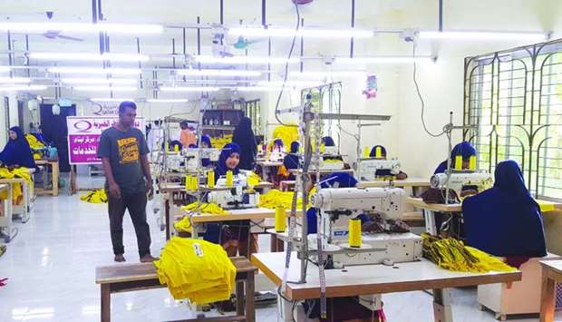 Women were provided sewing machines by Qatar Charity