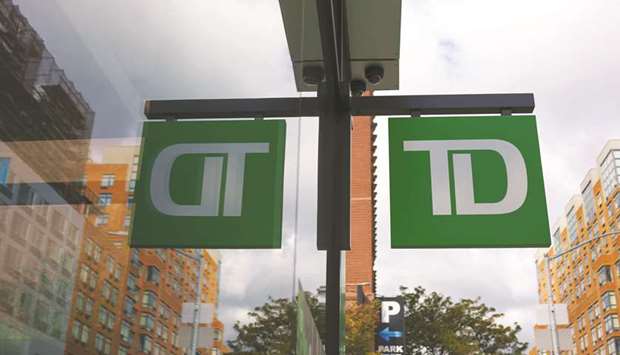 A view of signage outside of a TD Bank location is seen in the Brooklyn borough of New York City.