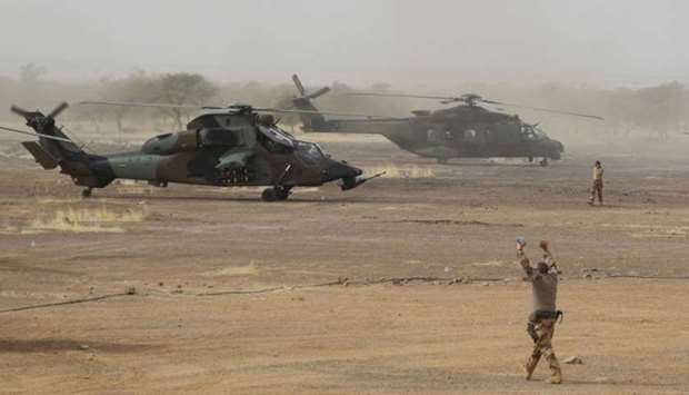 A French Eurocopter Tiger (Eurocopter EC665 Tigre) helicopter sits at the FAMa (Malian Armed Forces) base. File picture
