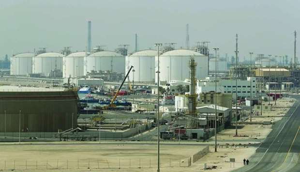 This file photo taken on February 6, 2017 shows the Ras Laffan Industrial City, Qatar's principal site for production of liquefied natural gas and gas-to-liquids, administrated by Qatar Petroleum, some 80 kilometers north of Doha. QP on Monday disclosed plans to increase LNG production to 126mn tonnes per year by 2027, representing a huge increase of 64% on the current 77mn tonnes.