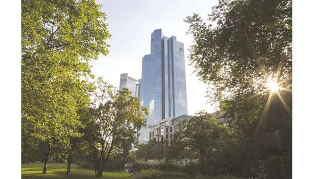 A view of the twin tower skyscraper headquarters of Deutsche Bank in Frankfurt. Deutsche Bank recently sold securities with a notional value of about u00a340bn ($51bn) to the US bank, people briefed on the matter said.
