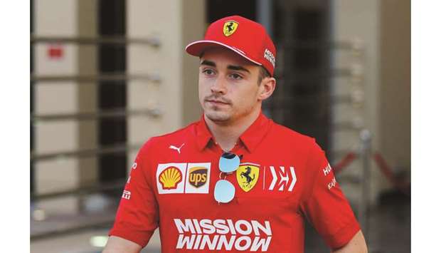 Ferrariu2019s Charles Leclerc arrives for a press meet ahead of the Abu Dhabi Grand Prix at the Yas Marina circuit yesterday. (AFP)