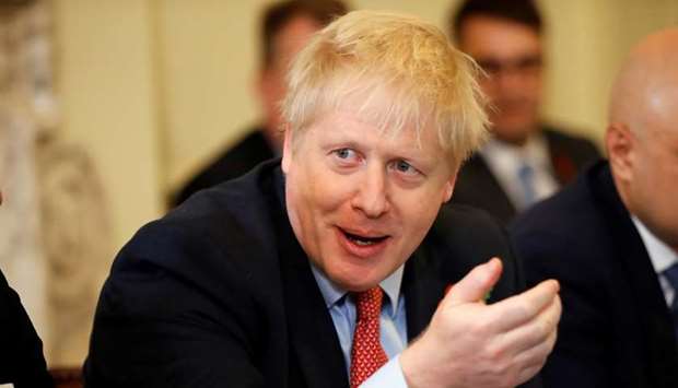 Britain's Prime Minister Boris Johnson holds a meeting of the cabinet inside number 10 Downing Street in central London.