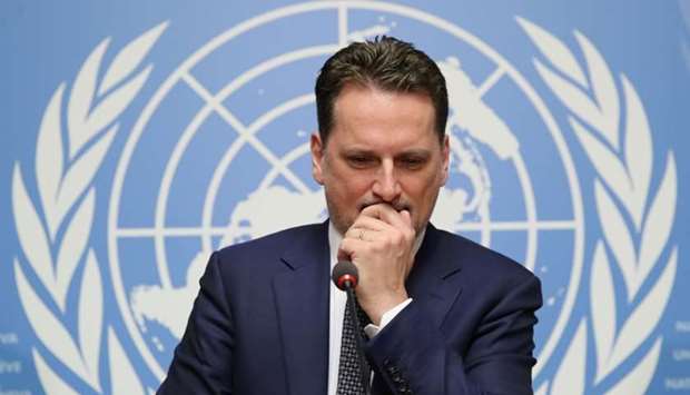 Pierre Krahenbuhl, Commissioner-General of the United Nations Relief and Works Agency for Palestine Refugees in the Near East (UNRWA), attends a news conference in Geneva, Switzerland . January 29 file picture