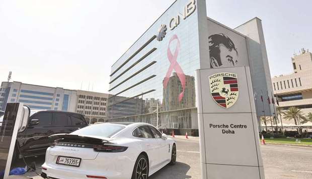 The Porsche electric vehicle charging station at QNB headquarters.