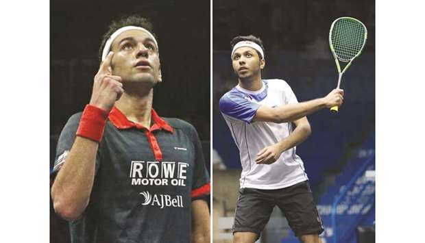 After missing  out on two world titles in Doha, Mohamed ElShorbagy is keen to make amends this time. At right, Qatar hope Abdulla al-Tamimi.