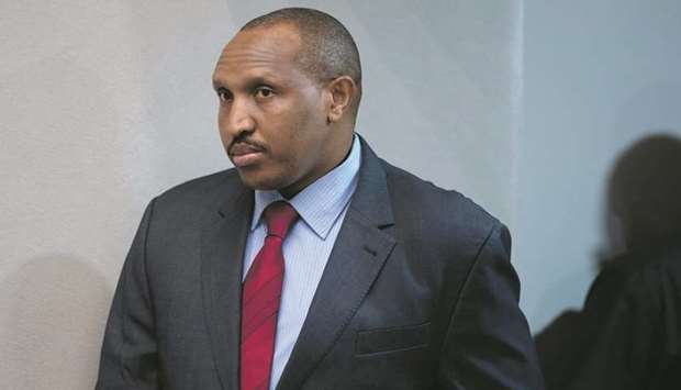 Former Congolese militia commander Bosco Ntaganda enters the courtroom of the International Criminal Court in The Hague yesterday.