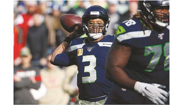 Seattle Seahawks quarterback Russell Wilson passes against the Tampa Bay Buccaneers during the first quarter of the NFL game at CenturyLink Field in Seattle, United States, on Sunday. (USA TODAY Sports)