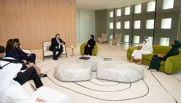 After the meeting, HH Sheikha Moza accompanied the Evaluation Committee on a tour of Education City Stadium.