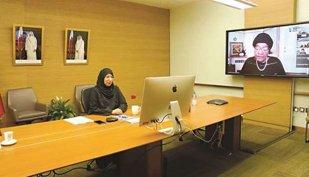 HE the Minister of Public Health Dr Hanan Mohamed al-Kuwari takes part in the meetings.rnrn