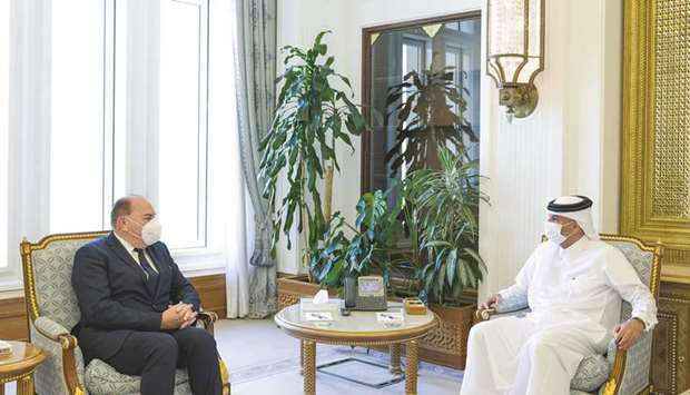 HE the Prime Minister and Minister of Interior Sheikh Khalid bin Khalifa bin Abdulaziz al-Thani met on Sunday with Axel Weber, Chairman of the Board of Directors of the UBS Group AG.
