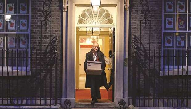 Dominic Cummings, special adviser to Prime Minister Boris Johnson, leaves 10 Downing Street, in London, yesterday.