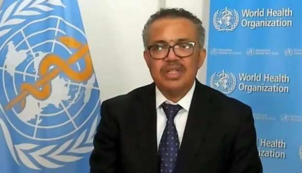World Health Organisation (WHO) director-general Dr Tedros Adhanom Ghebreyesus speaks during the opening session
