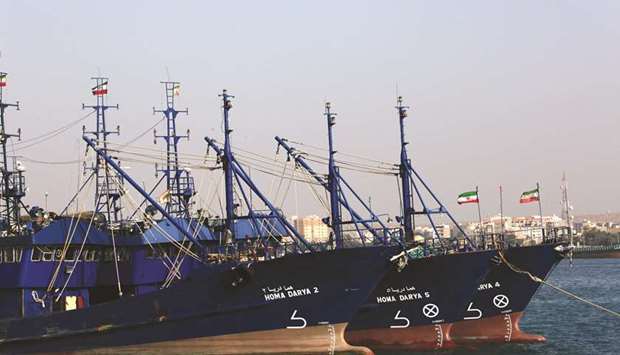 v Ships are pictured off the Iranian port city of Bandar Abbas (file).