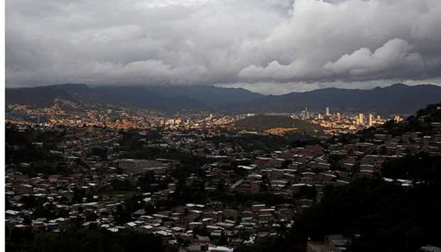 A general view shows storm clouds as Hurricane Iota approaches, in Tegucigalpa, Honduras