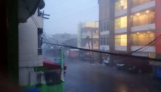 A view of heavy rain during Typhoon Goni in Sorsogon City, Sorsogon, Philippines on November 1. RICK GO ESGUERRA/via REUTERS