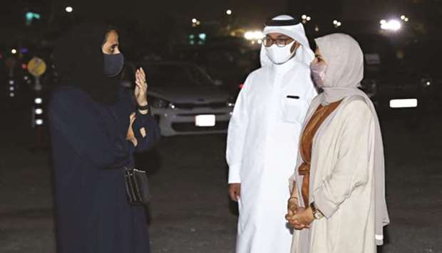 DFI chairperson HE Sheikha al-Mayassa bint Hamad bin Khalifa al-Thani and DFI CEO and Ajyal Film Festival director Fatma Hassan Alremaihi at Made .in Qatar opening night.